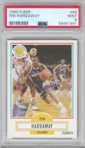 1990 Fleer Basketball Warriors Tim Hardaway Rookie RC Card #63 PSA 9 MINT QTTY - Picture 1 of 2