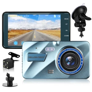 Touch Screen Dash Cam 4" 1080P Dual Lens Car DVR Recorder Front and Rear Camera - Picture 1 of 12