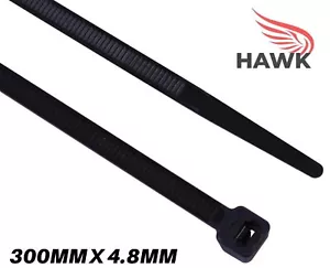 BLACK CABLE TIES ZIP WRAPS (300mm 4.8mm) QUANTITY 100 - Picture 1 of 1