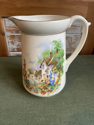 Falcon Ware Jug Pitcher With Cottage Scene Glorious Devon - Image 1 of 4