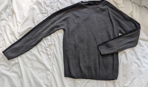 Calvin Klein Jeans Ribbed Crew Neck Sweater Black & Grey Men's Size Large - Picture 1 of 7