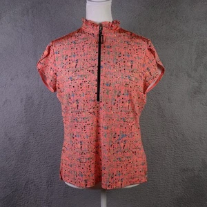 Jamie Sadock Top Womens Small Pink Coral Colorful 1/4 Zip Up Active Tennis Golf - Picture 1 of 9