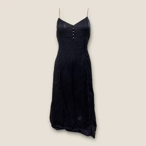 Aje Dress AU 10 US 6 Silk Slip Black Navy Bias Cut 90s Y2K Boho Grunge Party - Foto 1 di 8