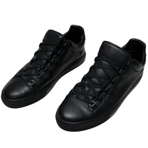 Balenciaga Arena Sneakers SZ US 11 EU 44 Black Leather Low Top Trainers - Picture 1 of 8