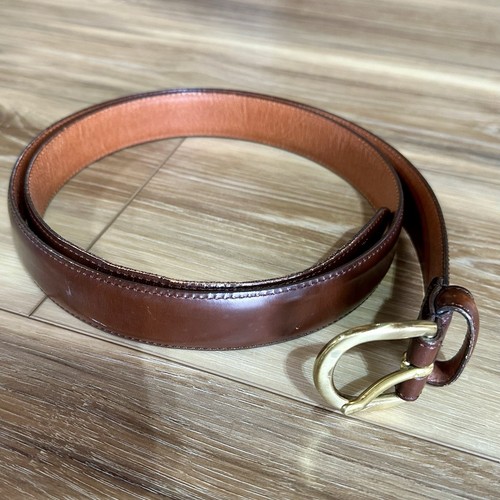 Coach Siena Cintura Abito Pelle di Vacchetta Marrone Lucido Fibbia Ottone 42"