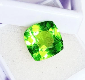 Natural Peridot Cushion Shape 9.70 Ct Certified Loose Gemstone With Free Gift - Picture 1 of 7