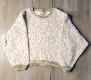 Tractr Leopard Sweater White/Tan Youth L - Picture 1 of 2