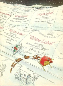 1984 Dewar's Scotch Whisky Christmas Illustrated Santa Claus vintage Print Ad - Picture 1 of 1