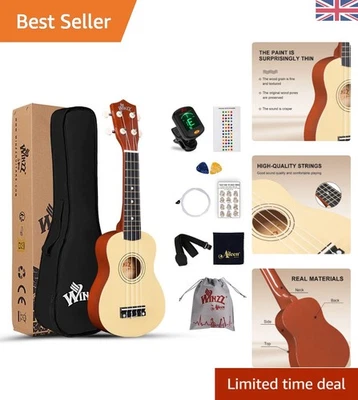 Natural Basswood 21-Inch Ukulele for Beginners with Comprehensive Accessory Kit - Image 1 of 4