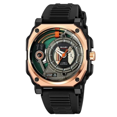 Men’s Trendy Quartz Watch Luminous Waterproof Silicone Band Calendar Wristwatch - Image 1 of 4