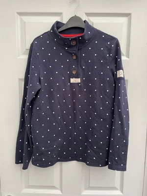 Sudadera JOULES Azul Marino y Blanco Algodón Manchado SAUNTON Talla 10 Excelente Estado Foto 1 de 4