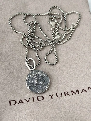Мужской кулон-амулет David Yurman из стерлингового серебра 925 пробы с цепочкой в коробке 22 дюйма - Изображение 1 из 4
