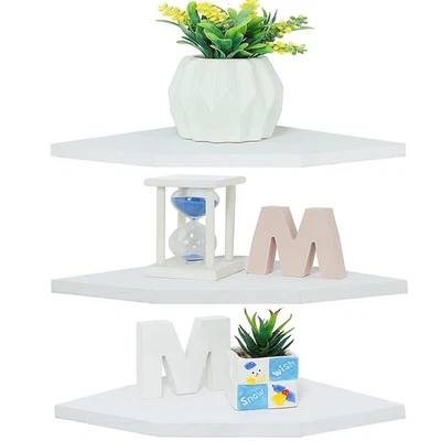 3 Repisas Flotantes De Pared Esquineras Madera Blancos Estantes Para Cuarto Sala Foto 1 de 4