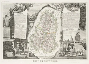 LAGUILLERMIE (*1805) nach LEVASSEUR (*1795), Karte Departement Haut-Rhin, um 185 - Picture 1 of 5