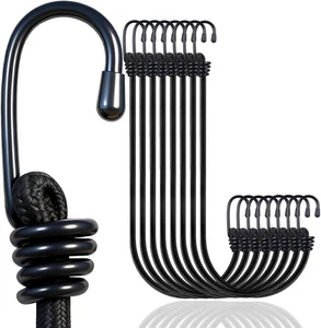 Yuxh Cavi Elastici con Ganci 2 Ft Bungie Cinghie 24inch-8Pcs, Nero24inch8pcs  - Foto 1 di 6