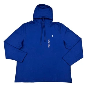 Polo Ralph Lauren Solid Long Sleeve Hooded T-Shirt Tee with Pony - Blue- Sz XXL - Picture 1 of 3