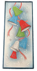 Vintage 50s MCM Christmas Card Retro Bells & Glitter Ephemera Craft Scrapbooking - Picture 1 of 7