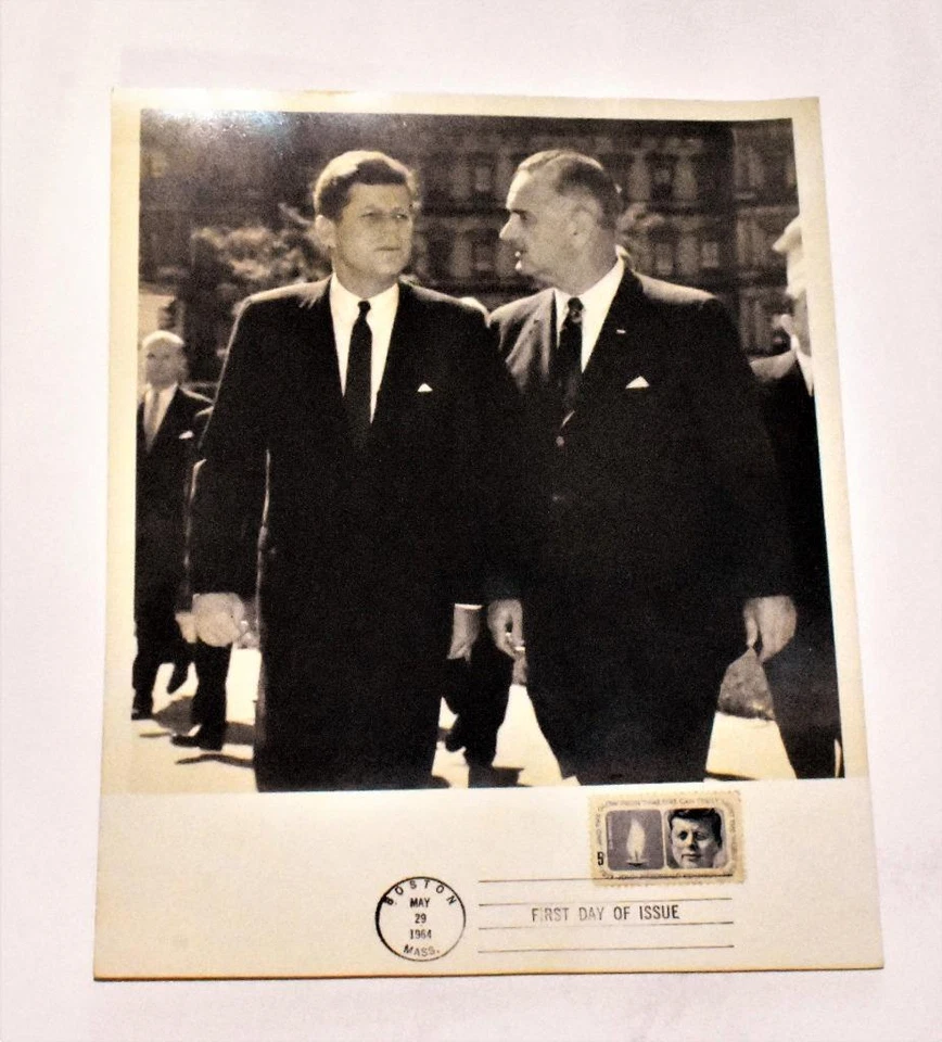 JFK & LBJ Original 8X10 Silver Gelatin Photo Print 1st Day Issue Stamp 5/29/64 - Image 1 of 1