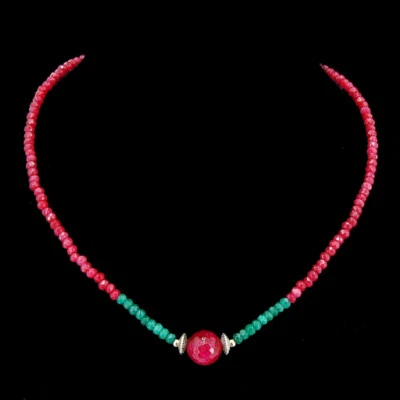 OPERHAUS edle Rubin & Smaragd Kette Halskette mit Turmalin Damen Geschenk RS0107 - Bild 1 von 3
