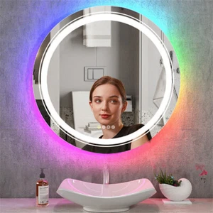 Rund Badspiegel LED Wandspiegel RGB Lichtspiegel Beleuchtung Farbveränderungen - Bild 1 von 12