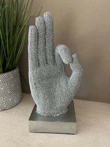 Leonardo Silver Art Sparkling Hand Ok Sign Ornament Statue Figurine - Picture 1 of 7