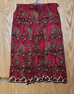 100% Cotton Batik Pleated Midi Skirt fully lined UK10 - Picture 1 of 7