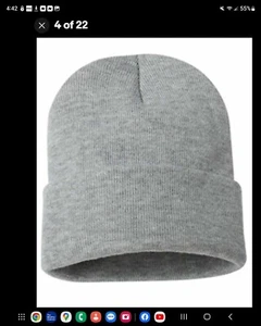 Light Gray Beanie Plain Cuffed Cuff Solid Knit Winter Cap Hat Ski Men Woman  - Picture 1 of 1