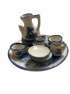 2 Sets Mini Teeservice Porzellan Windmühle & Andrea von Sadek Delft Blau Made I - Bild 1 von 5