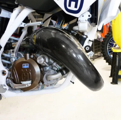 P3 Carbon Pipe Guard Stock/FMF 2019-2022 KTM/Husqvarna/GasGas 125/150 TC SX MC - Image 1 of 3