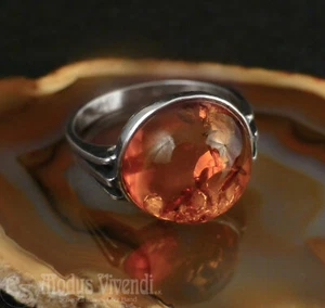 Anello donna vintage ambra cabochon argento 925 misura 53 poco meno di 54 - Foto 1 di 5