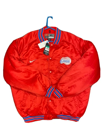 Vintage Nike NBA Los Angeles Clippers Satin Red Jacket Sz XL Men's Bomber Jacket Cover