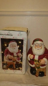 Tarro de galletas vintage de Papá Noel y Rodolfo estilos JCPenny reno de Navidad a la carta - Imagen 1 de 8