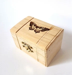 Swallowtail Butterfly Small Wooden Box, Latched Gift Box - Picture 1 of 6