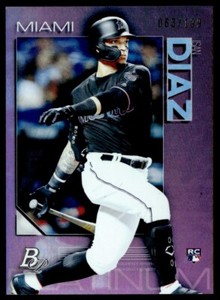 2020 Bowman Platinum Pink Isan Diaz Rookie 063/199 Miami Marlins #9