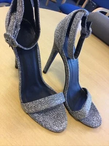 Silver Strappy Heels Size 4 - Picture 1 of 3