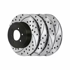 Front Rear Drilled Slotted Brake Rotors Black Set of 4 For Armada QX56 Titan - Bild 1 von 6