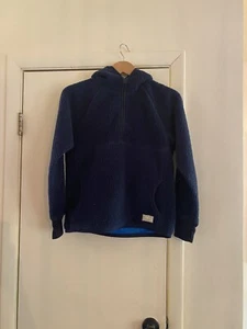 GAP Boys Blue Teddy Bear Fleece Half Zip Hooded Sweater Fleece 12 - Picture 1 of 6