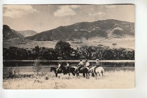 Real Photo Postcard Horse Back Riders at Eatons Ranch Wolf WY - Picture 1 of 1