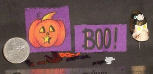 Striscione tessuto Halloween parete testa di uccellino teschio confetti decorazione 1:12 miniatura #1739 - Foto 1 di 2