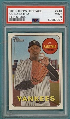 2018 Topps Heritage CC Sabathia Flip Stock /5 #248 PSA 9! POP 1! Yankees! - Image 1 of 2