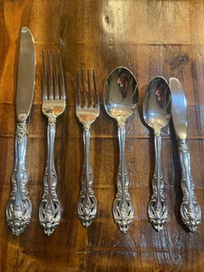 HEAVY CLEAN 6 PC PLACE SETTING GORHAM LA SCALA STERLING SILVER RARE OVAL SPOON - Picture 1 of 8