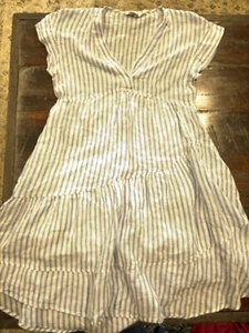 Vineyard Vines Jet Stripe Stufen Leinen Kleid Damen Small Weiß Grau Maritim - Bild 1 von 1