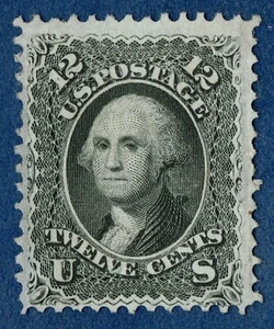 [st7154] USA 1868 Scott#97 MNG 12¢ Black F-GRILL cv:$1,000 W.T.CROWE EXPERTISE - Picture 1 of 3