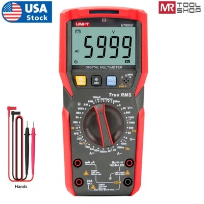 UNI-T TRUE RMS Digital Multimeter AC DC Volt Amp meter LED NCV Test Cap Ohm Freq - Image 1 of 4
