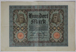WEIMARER REPUBLIK RBD REICHSBANKNOTE A 27800372 * HUNDERT 100 MARK BERLIN 1920 - Picture 1 of 2