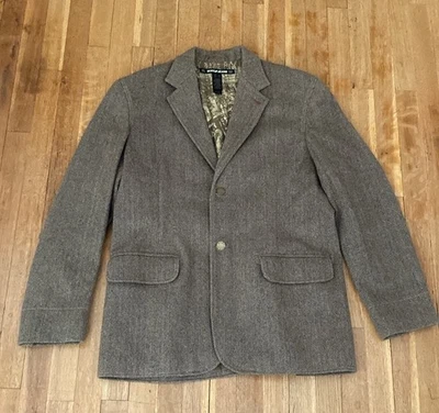 DKNY 牛仔粗花呢 2 纽扣人字形西装外套夹克男式 XL 码 Donna Karan — 第 1/4 张图片