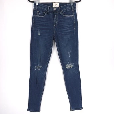 Pantalones de mezclilla para mujer McGUIRE tiro medio desgastados ajustados ESTILO 157A talla 27 Foto 1 de 4