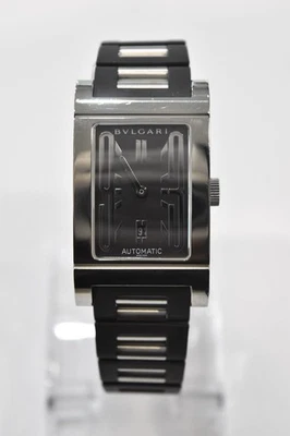 Bulgari Rettangolo Automatic RT45S Steel Black 26x45mm Watch - Image 1 of 4