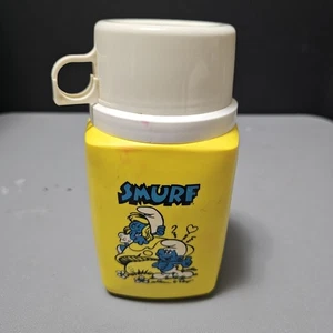 Vintage Schlumpf Thermoskanne komplett mit Tasse & Deckel Schlumpfine gelb - Bild 1 von 12