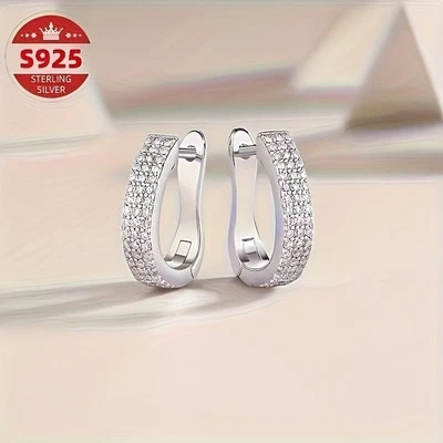 New Women's 925 Silver plated, Moissanite Earrings,Jewelry Gift,Hypoallergenic - Image 1 of 4